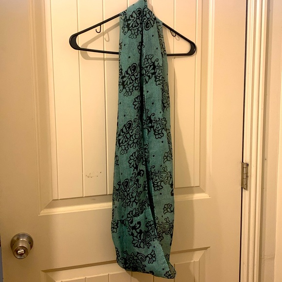 Black & Teal Paisley Printed Tube Scarf - Picture 2 of 5